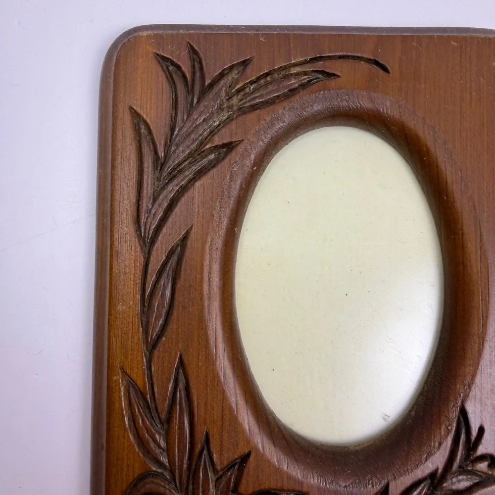 Vintage Cottagecore Home Decor Carved Love you Grandma Picture Frame Brown Wood
